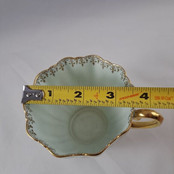 Paragon Bone China Tea Cup Saucer Pale Blue Green Gold Floral Accents Vintage - Picture 4 of 16